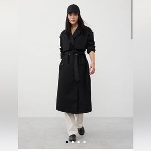 NWT Banana Republic Factiry Black Timeless Trench coat large L belted black